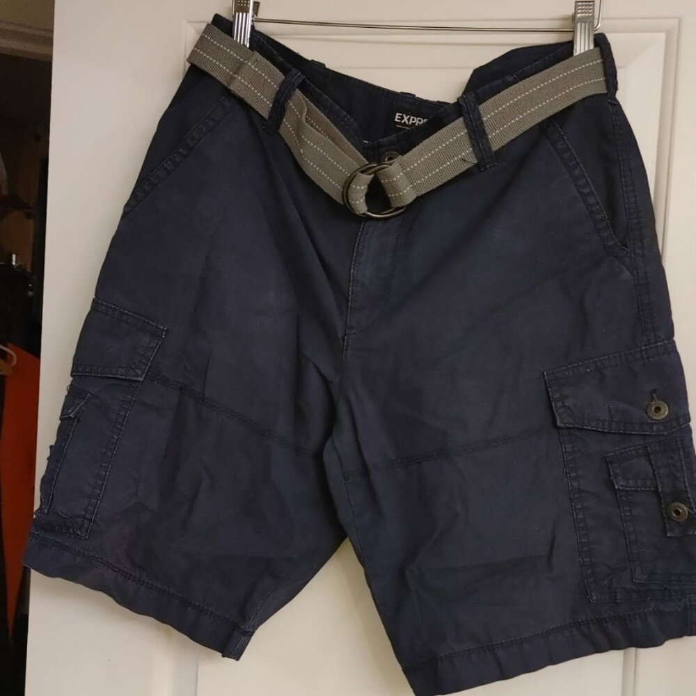Navy Express Cargo Shorts 32" Waist x 10" Inseam